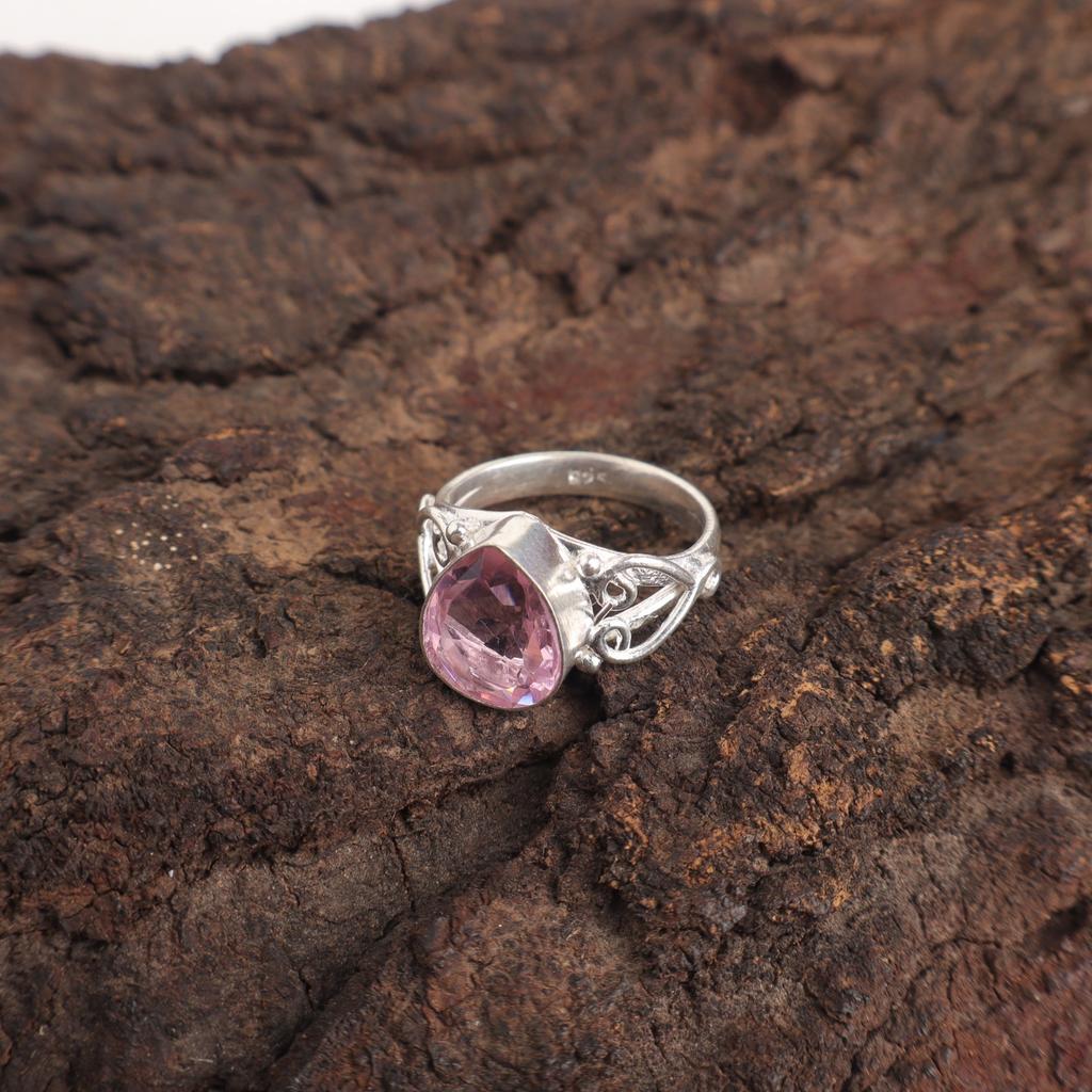 Piatră Morganit Argint Sterling 925 Artizanal Nou Cocktail Inel Unic Aniversar RR-46-7