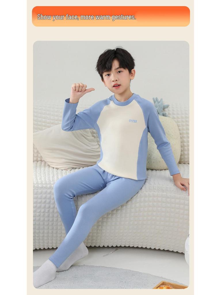 Children's Cattail Floss Pajama Set - Boys & Girls Long Johns for Autumn & Winter