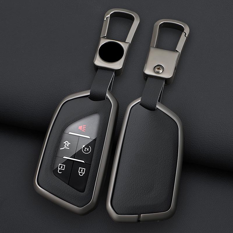 Zinc Alloy Leather Car Key Case Case For Cadillac Escalade Atsl Xt5 Ct5 Xt4 Xt6 Ct4 Ct4-V Xts Ct6 C8 Key Case Car Key Guard Case
