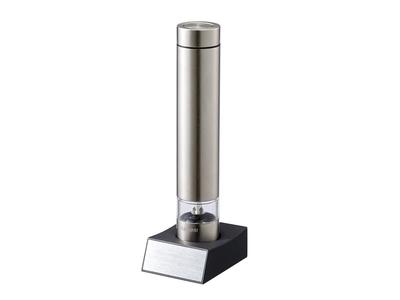 Koizumi Electric Grained Rock Adjustable with One Silver Mill, Pepper, Salt, Coarseness, One-Push Hand, KPM-0100/S