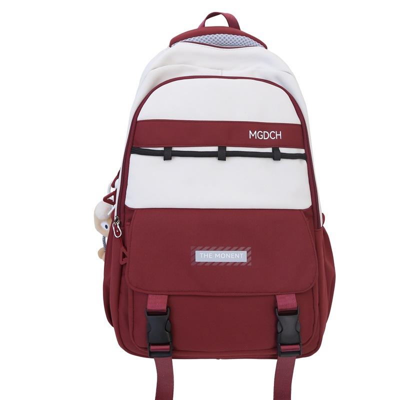 

Студенческий школьный женский легкий рюкзак большой емкости, рюкзак с цветными блоками красный