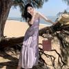 Summer Fairy Holiday Style Long Dress Large Skirt Exposed Waist French Sling Backless Dress