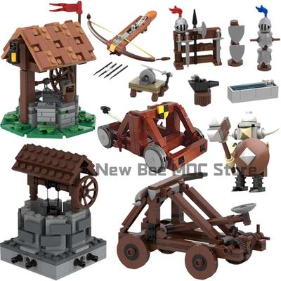 Medieval Water Well Ancient Catapult MOC Viking Tribe Soldier Blacksmith Shop Building Block Model Kids Assembly Toy Gifts