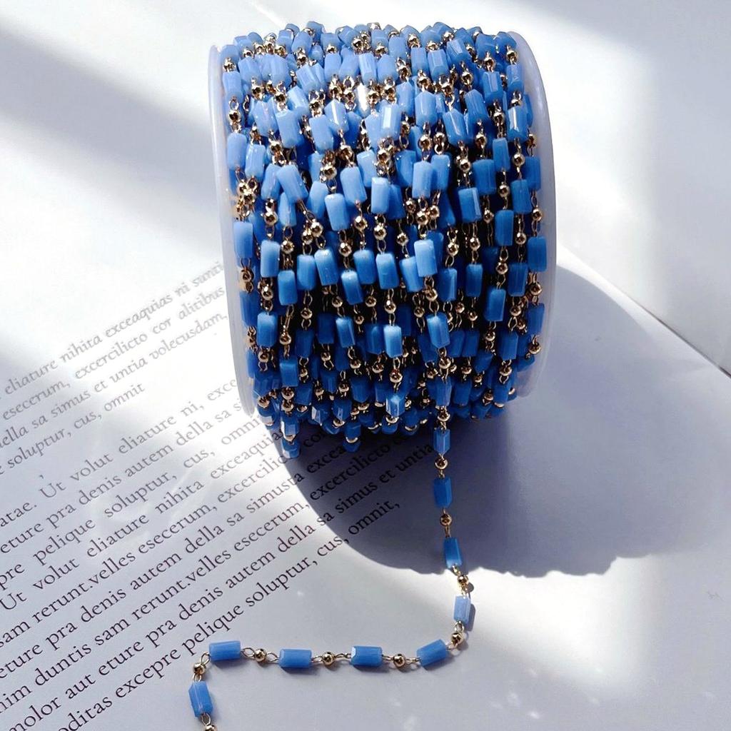 1Meter KC Gold Cuboid Cube Beads Chains Bohemian Necklace Chain for Choker Bracelets Handmade Jewelry Making DIY Accessories