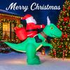 7.87FT Christmas Inflatable Toys With LED Lit Santa Claus Dinosaur Supplies Home Ornament Festive Gift Xmas Yard Decoration