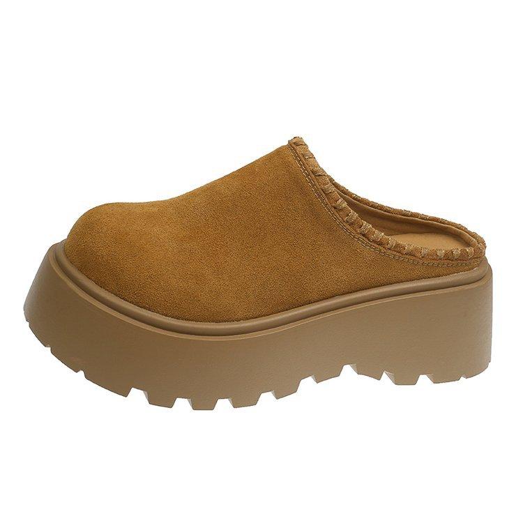Thick-soled Bag Head Slippers Women's Outer Wear 2025 New Versatile Half-tow Boken Shoes One-pedal Height-increasing Lazy Casual Shoes