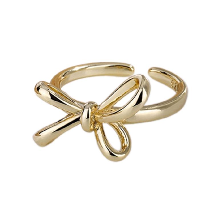 Dainty Bowknot Rings Set with Round Chic Cubic Open Rings Graceful Accessory
