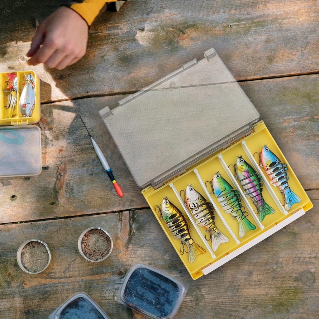 Double Sided PP Fishing Tackle Storage Box Lure Jig Head Hooks Hard Case with Removable Dividers Spong Slot Yellow Gray Green Colors