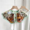 42*43cm Print Flower Sunscreen Shawl Scarf Decoration Fake Detachable Collar Protect Neck Shoulder Women Girl Dress Accessories