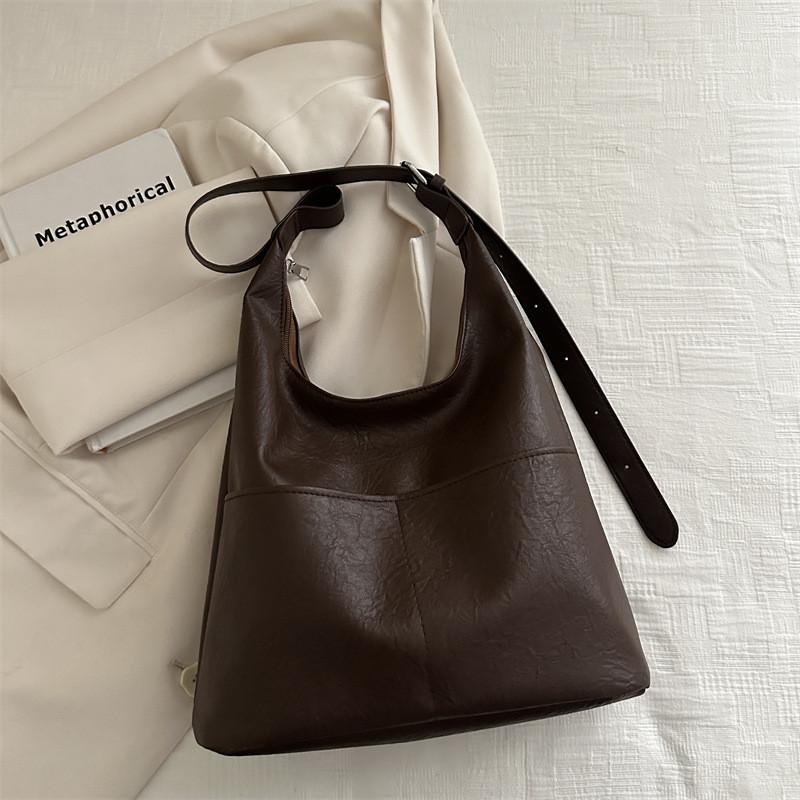 Trendy Casual Pu Tote Bag With Chic Minimalist Style Available In Black Brown Cream Color Perfect For Everyday Outfits