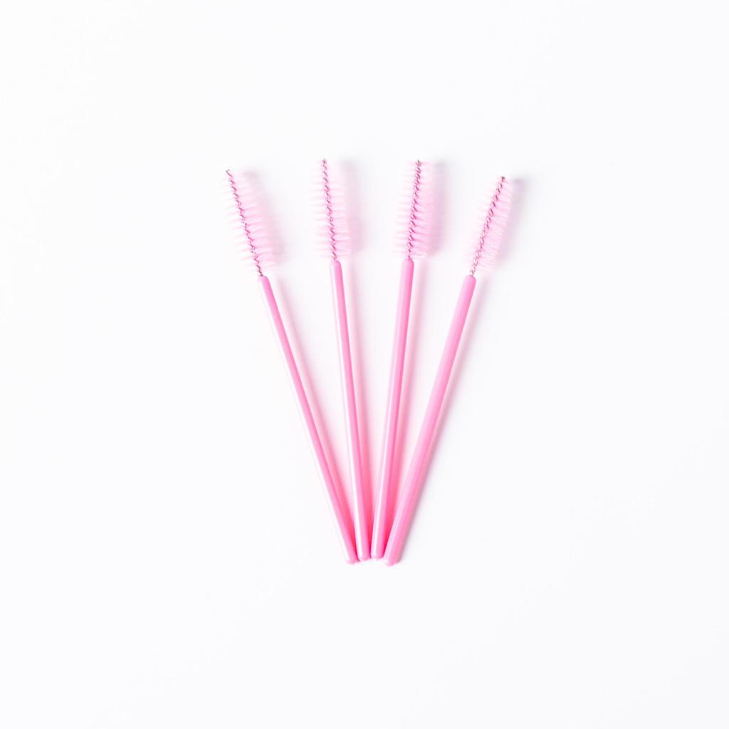 Cepillo Espiral Desechable para Pestañas y Cejas con Varilla Sólida