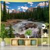 Wandteppich mit Fluss- und Bergblick, Naturlandschaft, Bohemian-Hippie-Wanddekoration für Schlafzimmer und Wohnzimmer