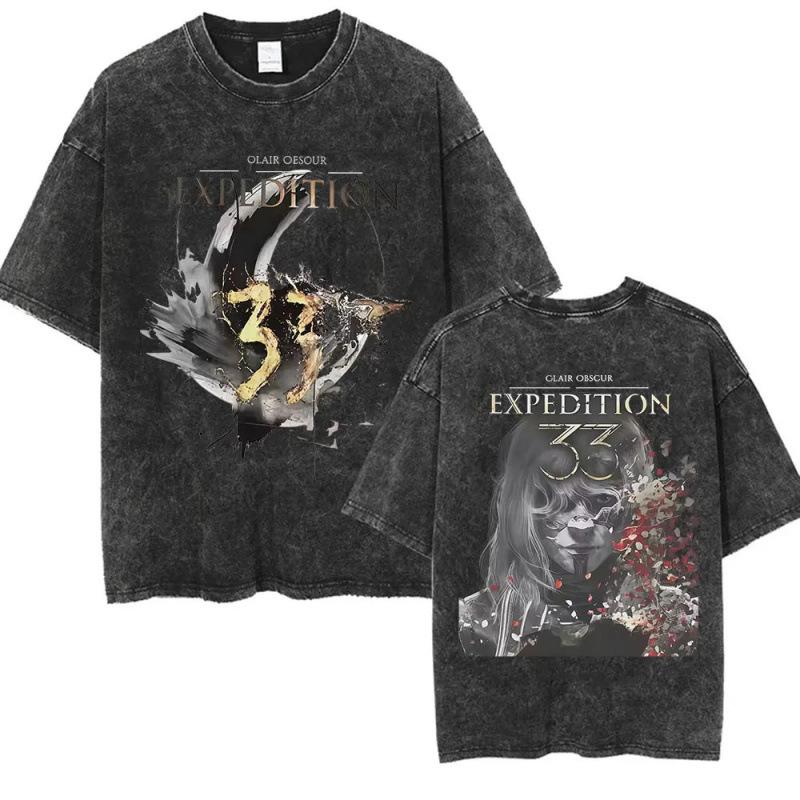 Fashion Personality T-Shirt Game Clair Obscur Expédition 33 Vintage Washed M