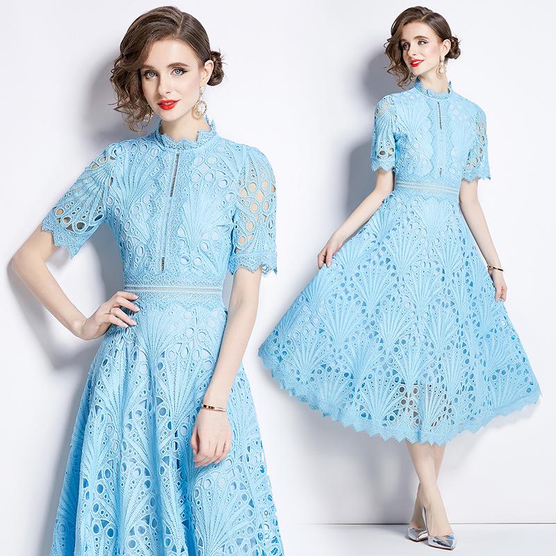 Noblewoman Lace Summer Dress: Elegant Crochet Embroidery for a Lady-like Temperament
