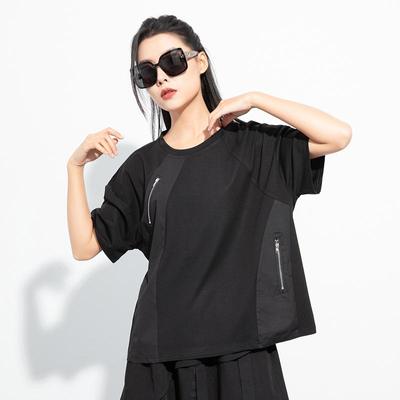 Manica corta Taglie forti in cotone vintage Top larghi casual T-shirt estiva da donna