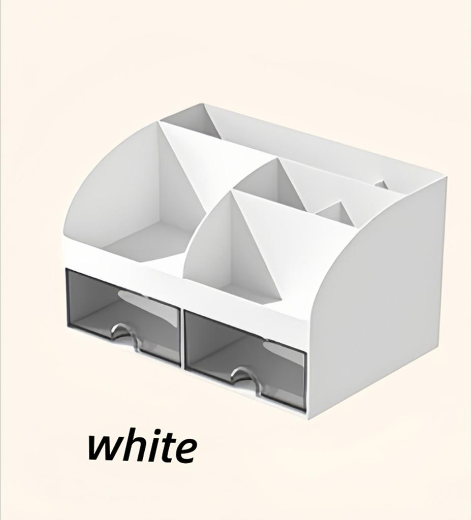 6-compartment Desk Organizer with 2 Drawers, Plastic Cosmetic Storage, Desktop Organizer Set, Pencil Holder, Perfect for Storage