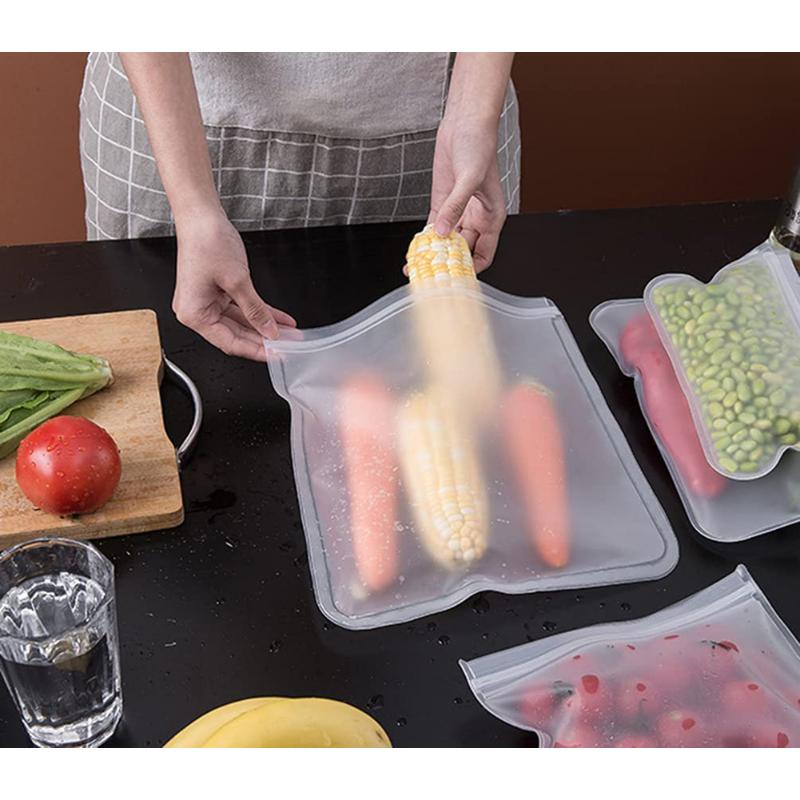 Silikon-Aufbewahrungsbeutel für Lebensmittel, wiederverwendbar, Stand-Up-Beutel mit Reißverschluss, auslaufsichere Behälter, Frischhaltebeutel, Frischhaltebeutel mit Druckverschluss