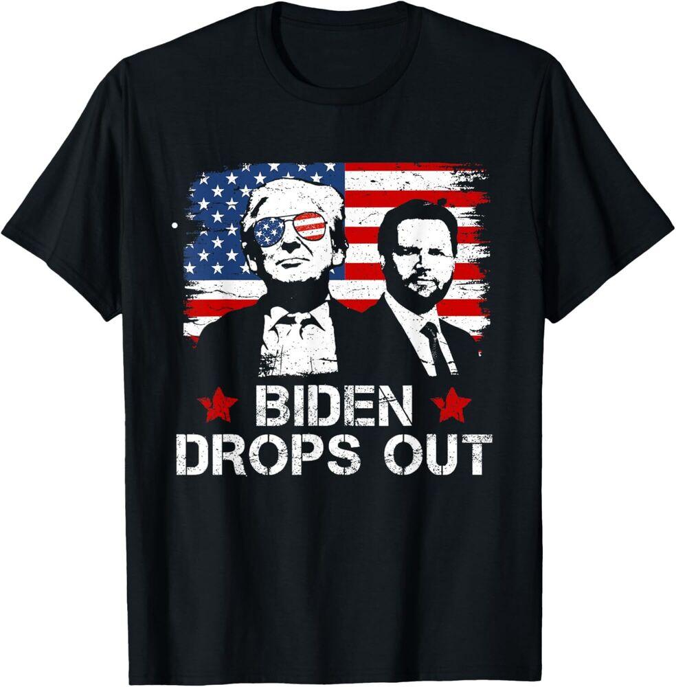 Biden Drops Out President 45 47 Trump Vance Trump 2024 Flag T-Shirt Unisex T-Shirt XXXL