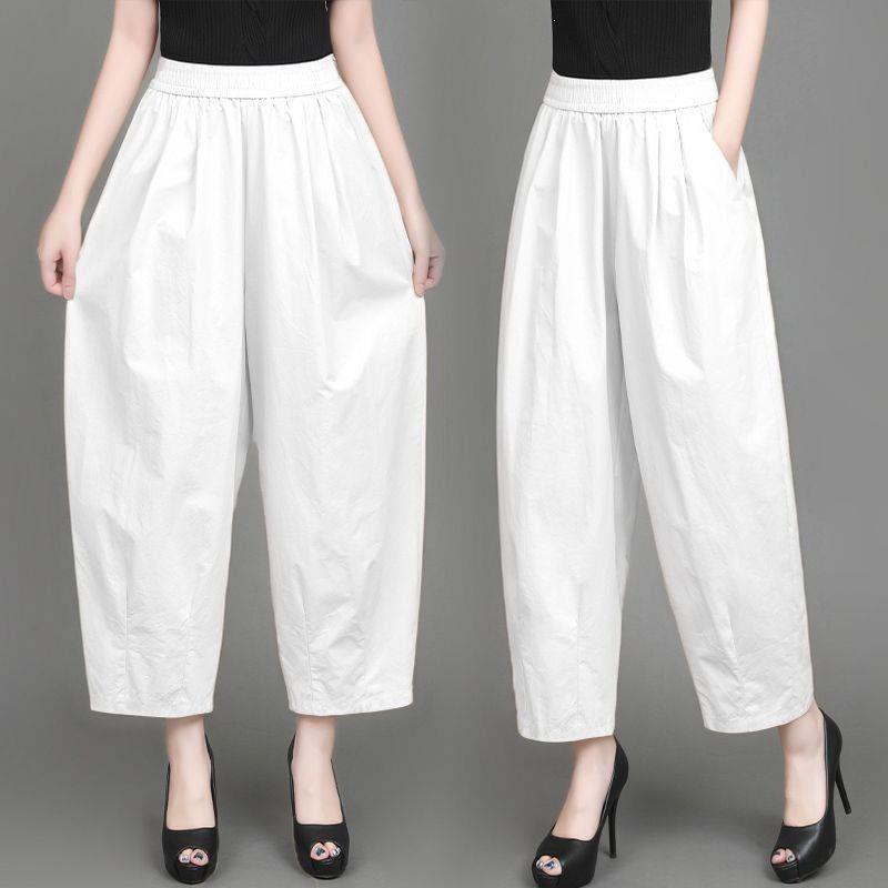 

Women s Elastic Waist High-Waist Loose-Fit Lantern Pants XL (57.5-65 kg) білий