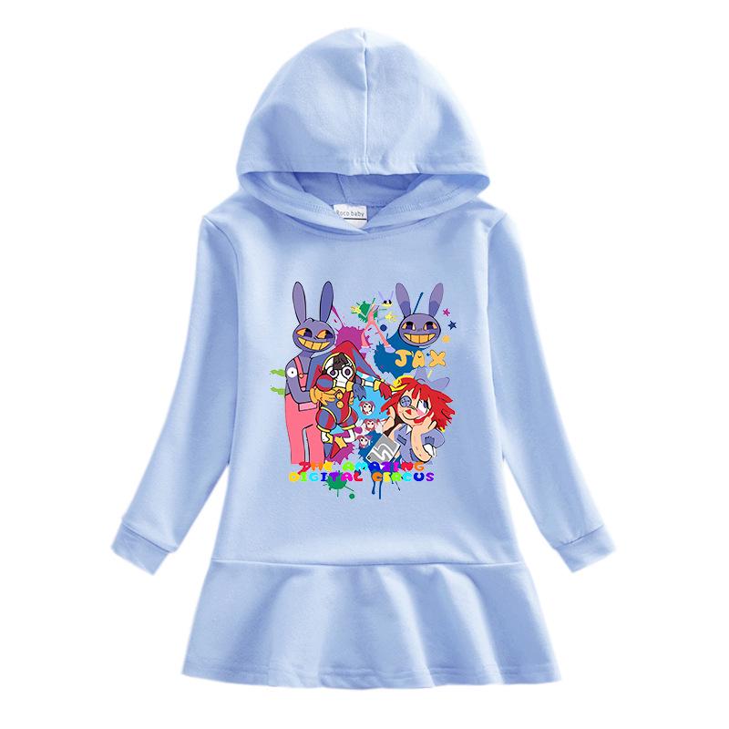 2026 Spring/Autumn Ruffle Rainbow Cartoon Hooded Princess Dress for Girls