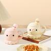 Heat Resistant Ceramic Coffee Mug Comfortable Grip Water Cup with Lid  Valentine's Day