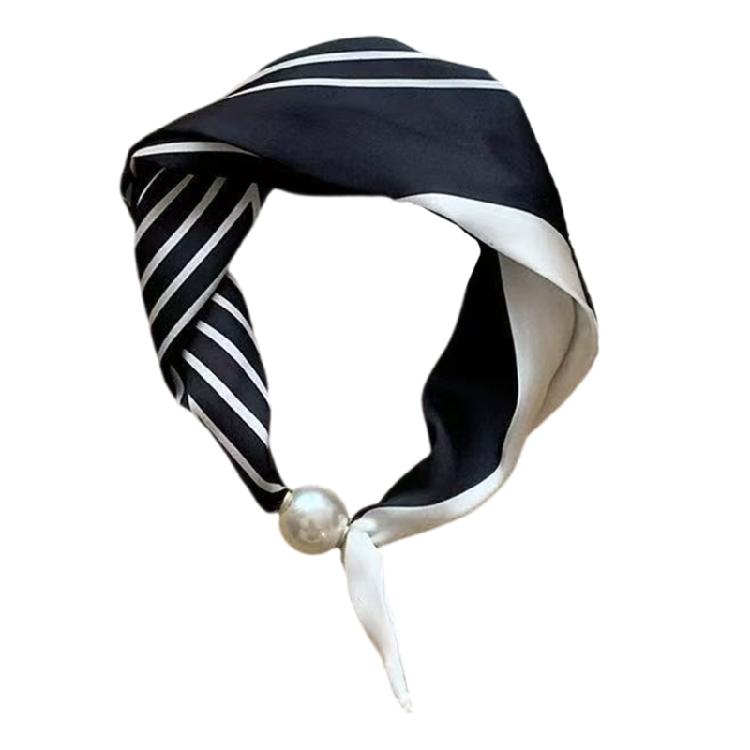 Atmungsaktiver Perlen-Hals-Schal Magnetverschluss Französisches Muster Seidenschal für Arbeit und Freizeit Halsbekleidungs-Accessoires