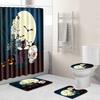 Halloween Shower Curtain Floor Mat Combination Four-Piece Set Bathroom Toilet Carpet Shower Room Foot Door Mat