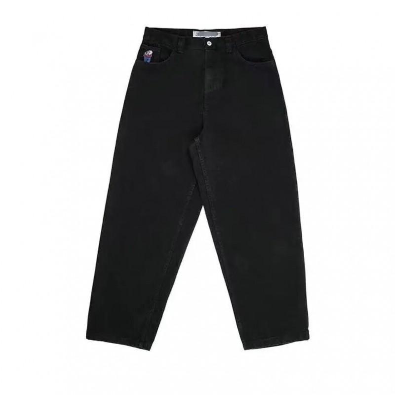 Mens Y2K Hip Hop Wide Leg Straight Fit Denim Jeans - Washed Cotton Loose Streetwear Style