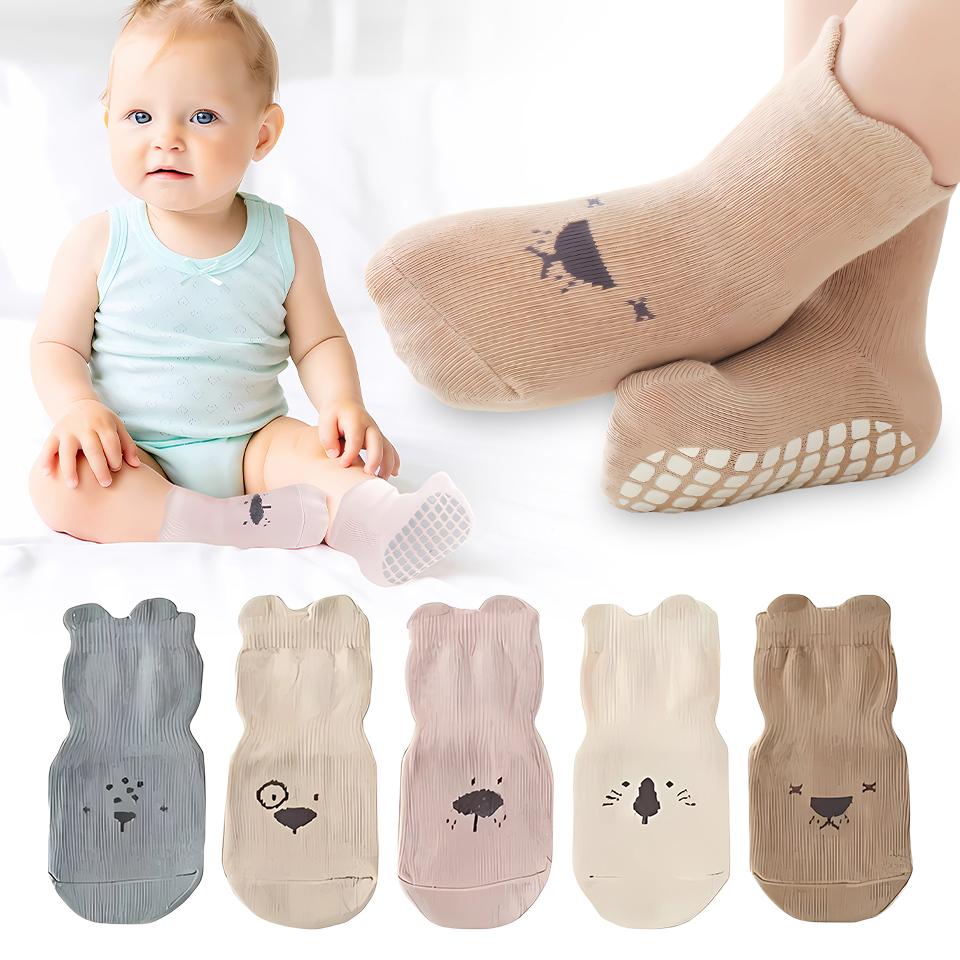 SKARPETKI ANTYPOŚLIZGOWE NIEMOWLĘCE SKARPETKI BAWEŁNIANE 6m+ ZESTAW 5 PAR