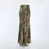 Women Leopard Print Long Fishtail Skirt High Waist A Line Slim Fit Sexy Skirt Vintage Chic Fashion Wrap Hip Streetwear Clothes