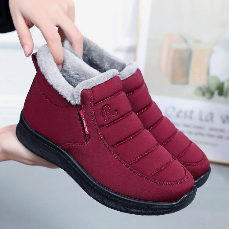 

Women’s Winter Plus Velvet Thick Warm Non-Slip Flat Cotton Boots for Middle-Aged and Elderly 41