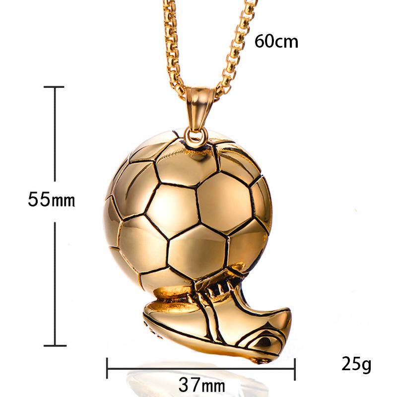 2025 Stylish Men's Retro Football Pendant Necklace with Stainless Steel Chain