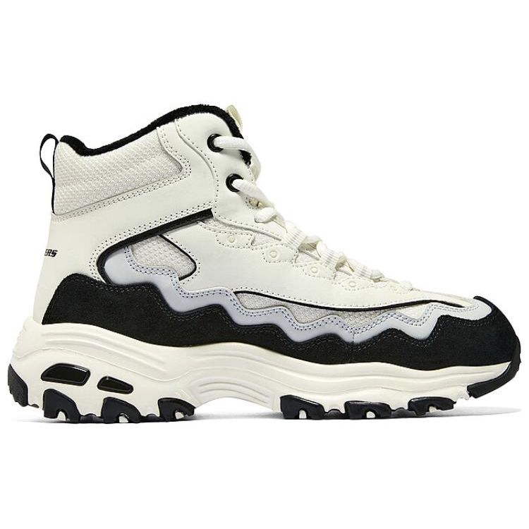 Skechers D'LITES 1.0 Women White Gray High Top Casual Shoes 168026-WGRY