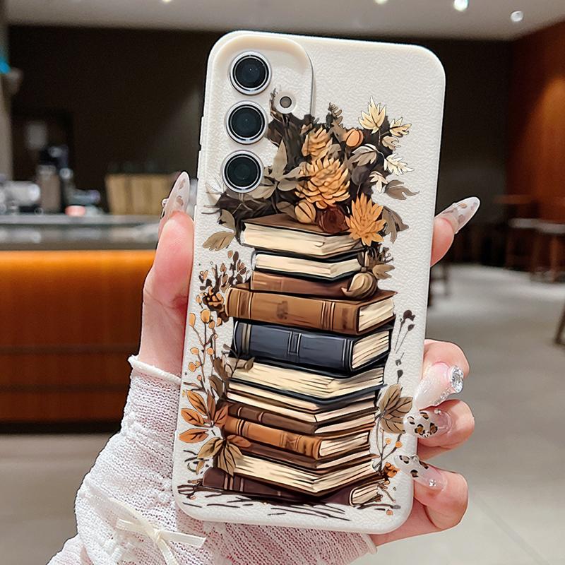 Cartoon Books Pattern Case For Samsung Galaxy S24 S25 Ultra Edge S23 Plus S22 S21 FE A34 A54 A15 A35 A55 A16 A26 A36 A56 5G Capa