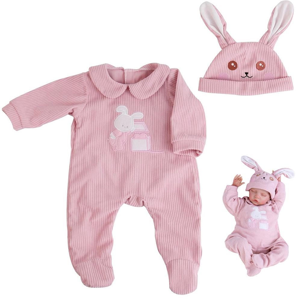 Silicone Reborn Baby Dolls Girl Clothes Outfit Accessories Pink Rabbit 46-50cm Doll Outfits Designer Fashion Doll Clothing Kit