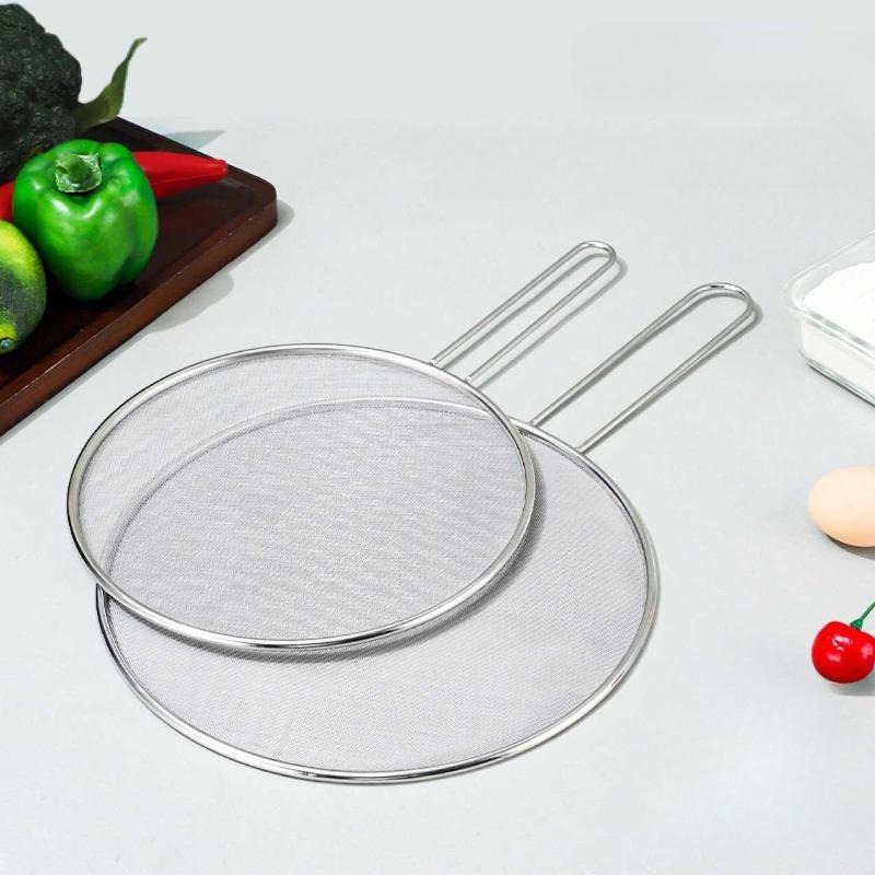 Splatter Screen Mesh Cover for Cooking Pots and Pans Oil Frying Pan Lid with Handle Reusable Non-Stick Splatter Guard Accessory