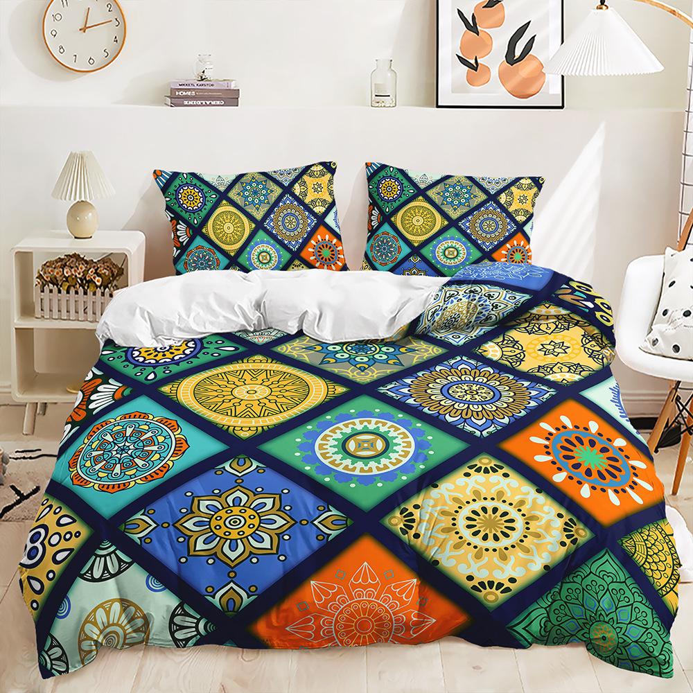 Three-Piece Bohemian Plaid Quilt Cover Two-Piece Bedding Kit