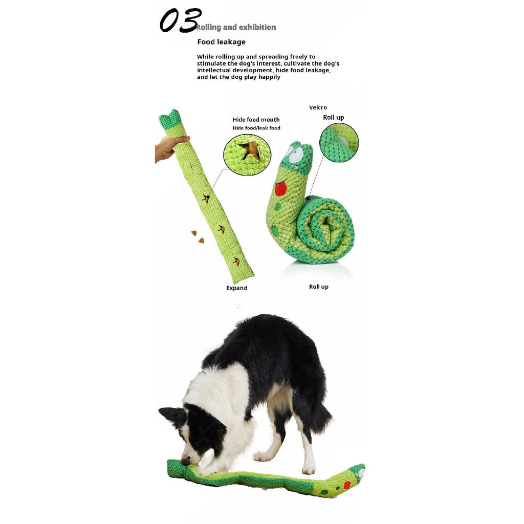 Dog Puzzle Feeder Interactive Toy Indestructible Plush Sound Squeak Puppy Toys For Resistant Foldable Snail Dogs Pet Supplies