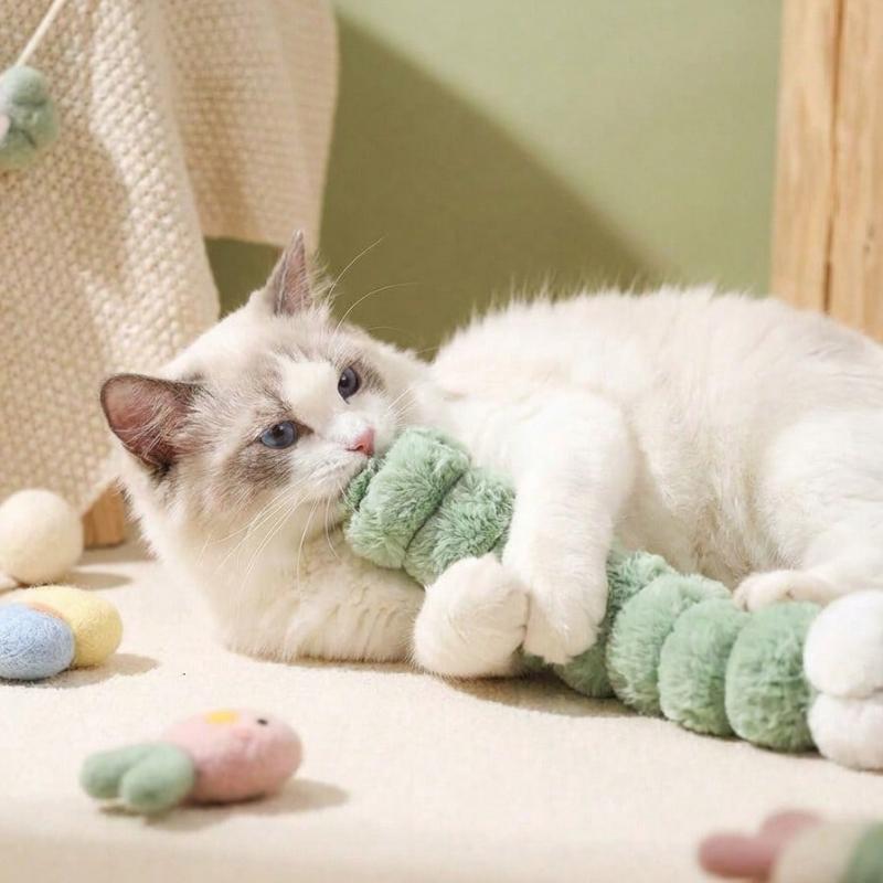 Cat Plush Toy - Soft Chew-Proof Stuffed Animal With Natural Care For Teeth, Bite Stick For Indoor Cats, Self-Pleasure Tease Toy For All Breeds