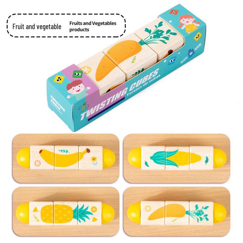 

Children s Wooden Rotating Building Blocks Puzzle – Educational Toy: Animal, Fruit, Ocean, Transportation Themes, Ages 3+