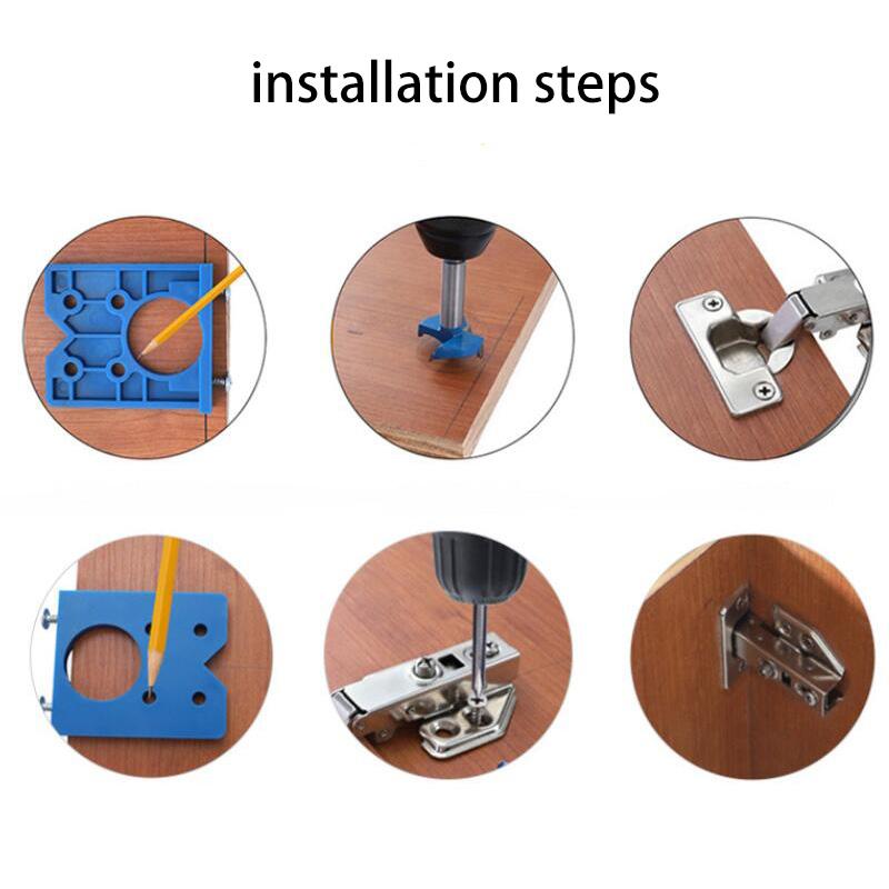 35mm Hinge Drilling Jig Set Concealed Guide Hinge Hole Drilling Locator Woodworking Hole Opener Door Cabinet Accessories Tools