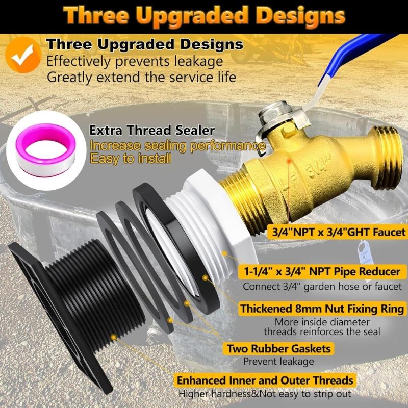 Corrosion Resistant Stock Tank Drain Plug Kit Outdoor Garden Faucet Valves Stock Tank Drain Plug Easy To Install