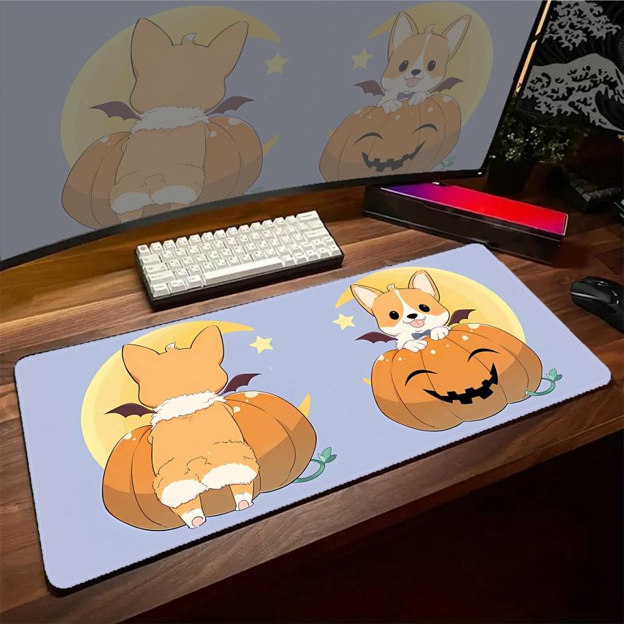 Gaming Mousepad Kawaii Dog Smile XXL Large Mouse Pad Locking Edge Mouse Mat Gamer Keyboards Pads Rubber Large Desk Mats