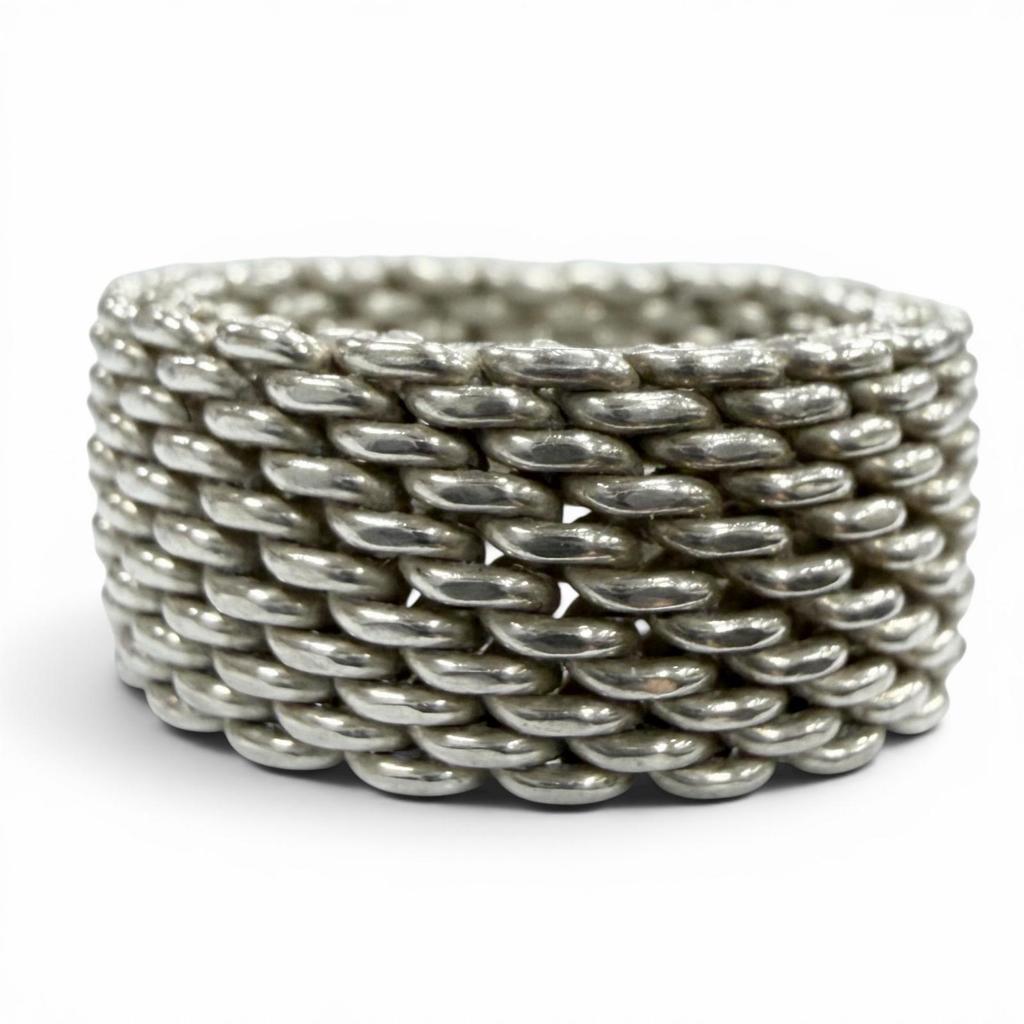 Great TIFFANY&Co. Ring Ring Somerset Mesh Silver 925 Mens Used