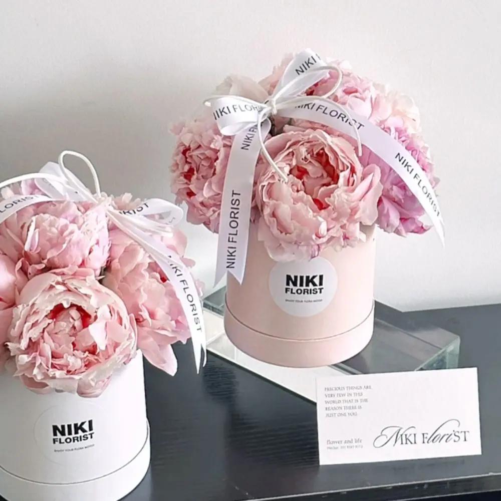 Neue Runde Blume Geschenkbox Einfarbige Silberne Geschenkverpackung Papierbox Karton Blumenarrangement Eimer Strauß Aufbewahrung
