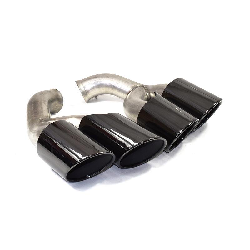 Porsche Cayenne GTS Titanium Black/Silver Double Layer Tailpipe for 2015-2017 Models