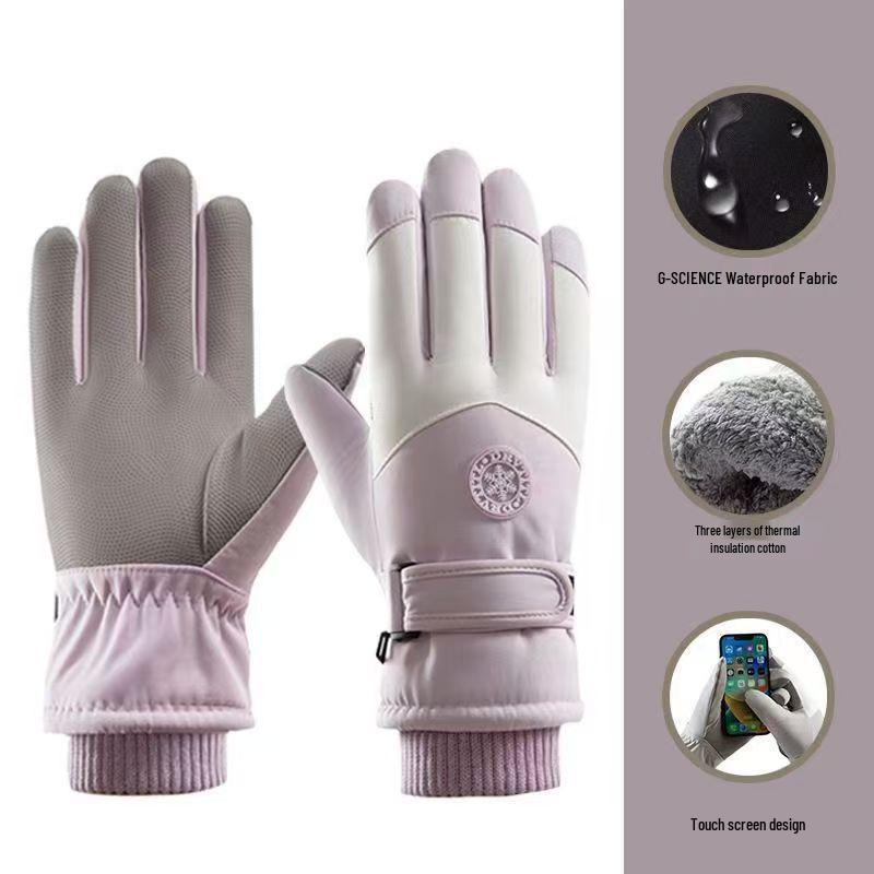 Fleece-Lined Waterproof Ski Gloves - Non-Slip, Touchscreen Compatible, for Men & Women, Thick, Windproof Winter Gloves for Cycling