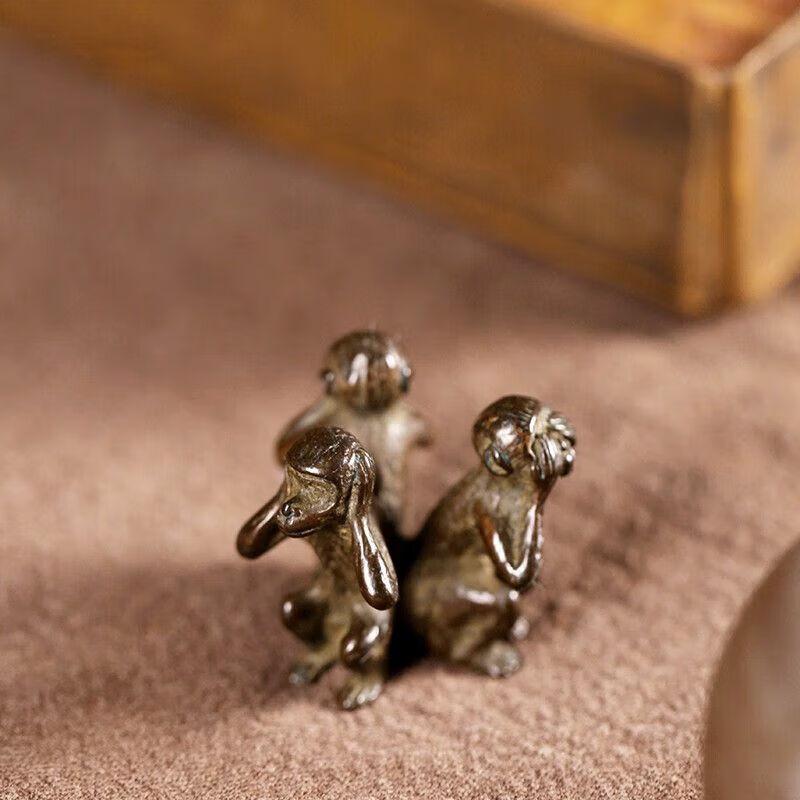Бронзовая фигурка ручной работы «Три мудрые обезьяны» для чайной церемонии Standard