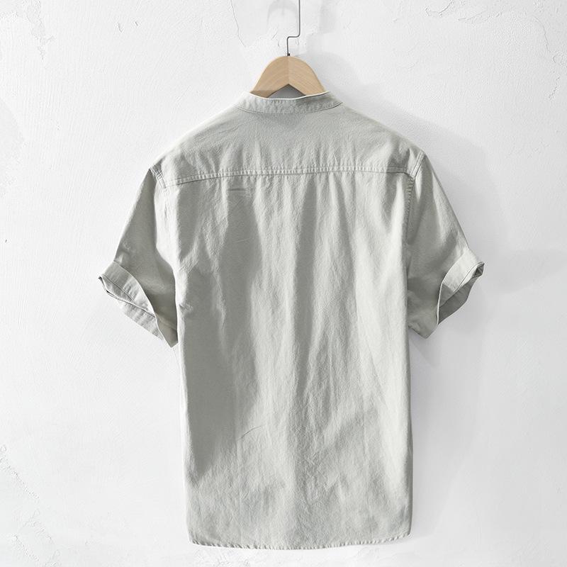 Z921 Men's Casual Stand-Collar Short-Sleeve Shirt Jacket - Spring/Summer Collection