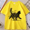 Abstract Cat Line T Shirt Minimalist Scribble Cat TShirt Funny Animal Tee Casual Comfortable Round Neck Short Sleeve Tshirt